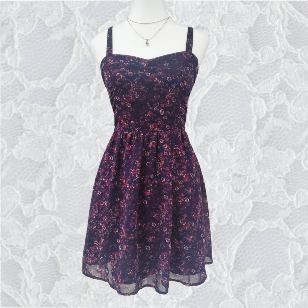 Garage purple pink floral patterned dress XS